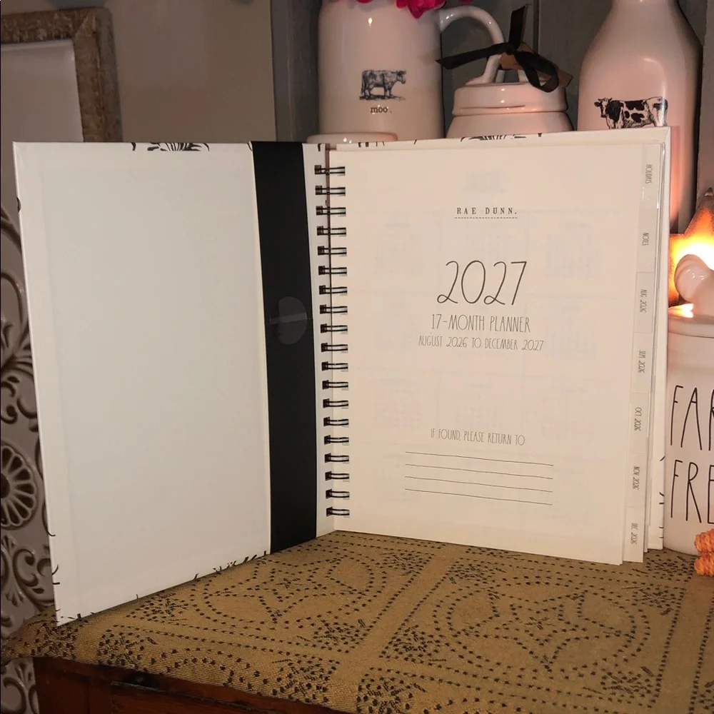 Rae Dunn 2027 Spiral 17 Month Planner August 2026-December 2027 (Flowers)